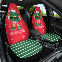 Bossy Elf Christmas Car Seat Cover with Snowflakes and Striped Sleeves - Wonder Print Shop