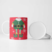 Bossy Elf Christmas Ceramic Mug with Snowflakes and Striped Sleeves - Wonder Print Shop