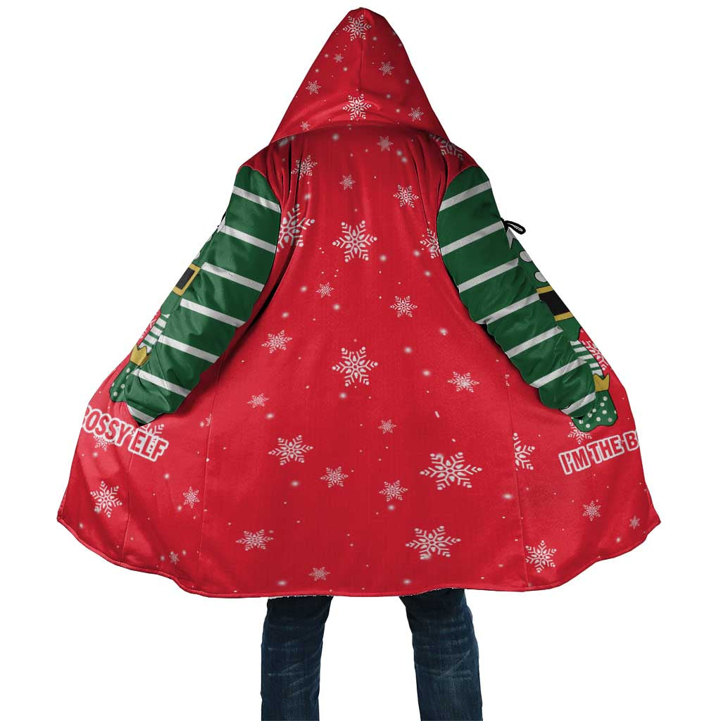 Bossy Elf Christmas Cloak with Snowflakes and Striped Sleeves - Wonder Print Shop