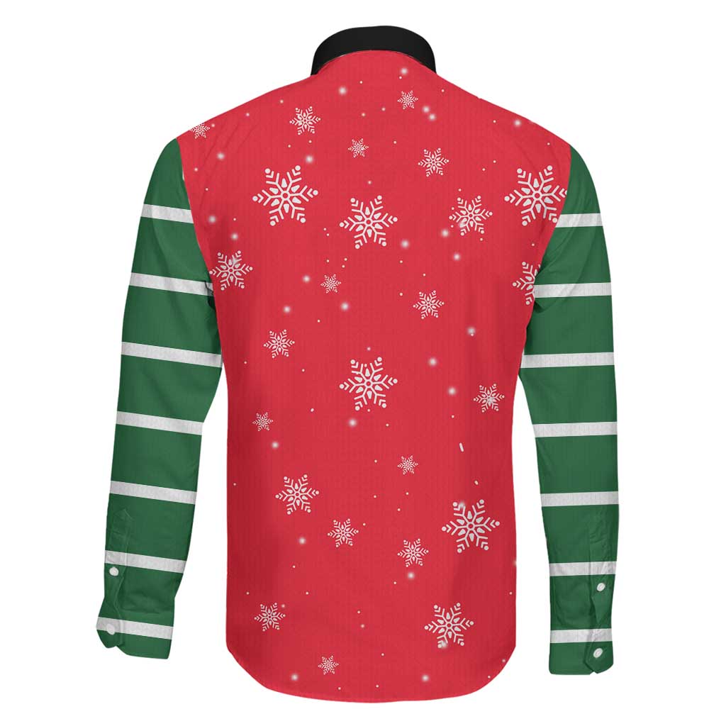 Bossy Elf Christmas Family Matching Mermaid Dress and Hawaiian Shirt with Snowflakes and Striped Sleeves - Wonder Print Shop
