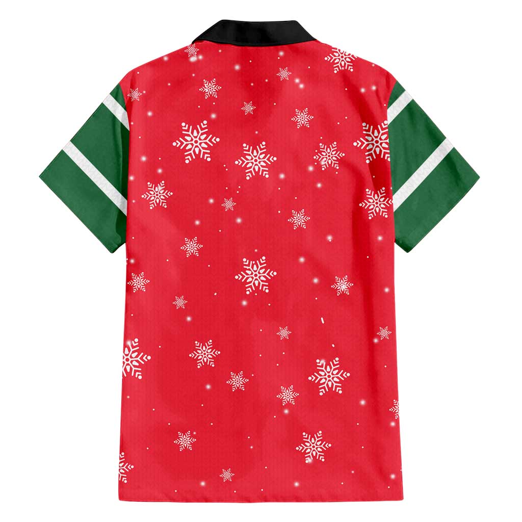 Bossy Elf Christmas Family Matching Short Sleeve Bodycon Dress and Hawaiian Shirt with Snowflakes and Striped Sleeves - Wonder Print Shop