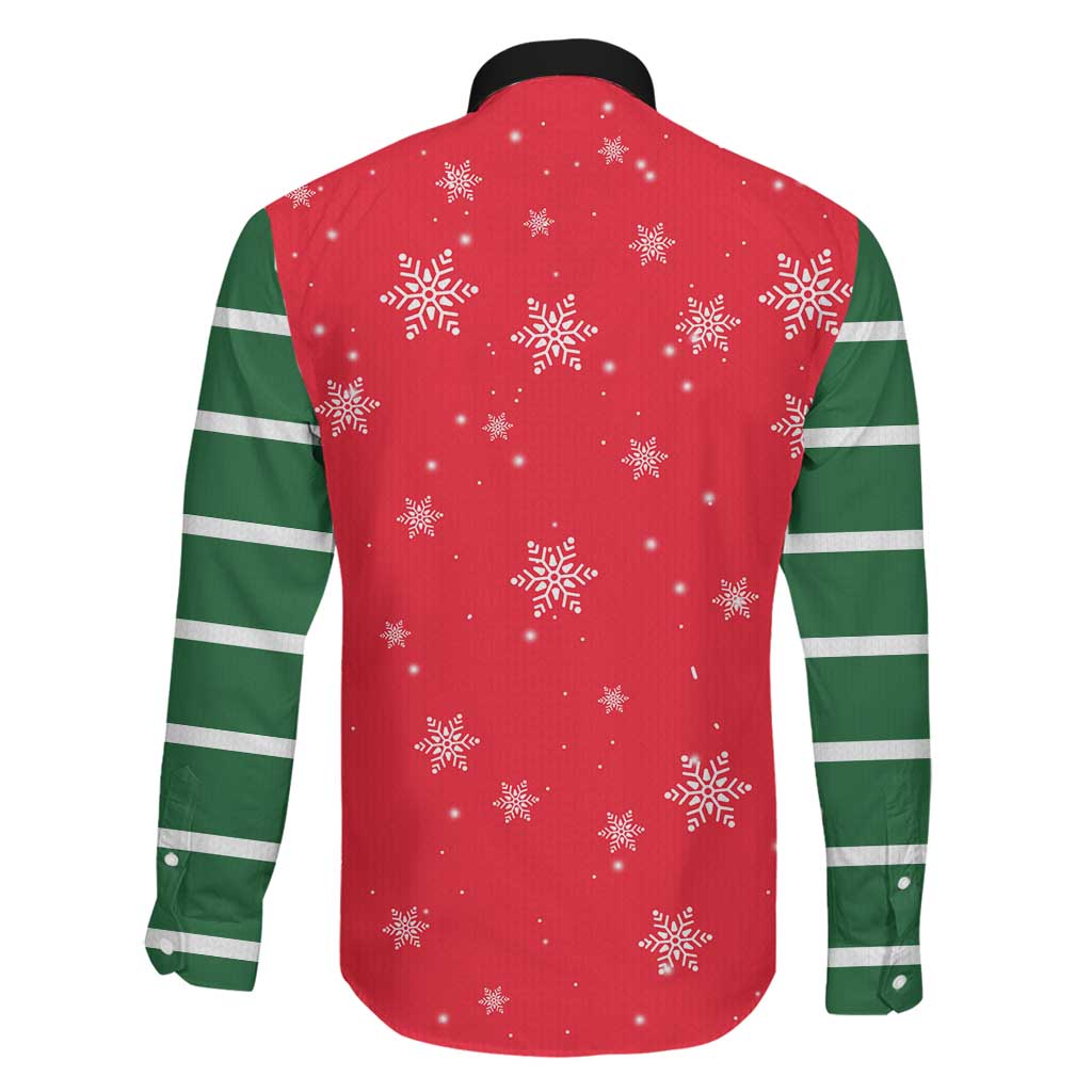 Bossy Elf Christmas Family Matching Short Sleeve Bodycon Dress and Hawaiian Shirt with Snowflakes and Striped Sleeves - Wonder Print Shop