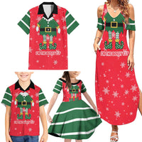 Bossy Elf Christmas Family Matching Summer Maxi Dress and Hawaiian Shirt with Snowflakes and Striped Sleeves - Wonder Print Shop