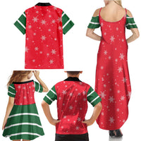 Bossy Elf Christmas Family Matching Summer Maxi Dress and Hawaiian Shirt with Snowflakes and Striped Sleeves - Wonder Print Shop
