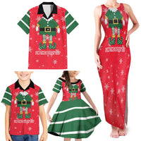 Bossy Elf Christmas Family Matching Tank Maxi Dress and Hawaiian Shirt with Snowflakes and Striped Sleeves - Wonder Print Shop