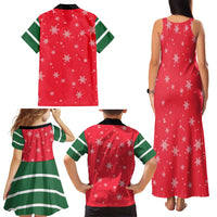 Bossy Elf Christmas Family Matching Tank Maxi Dress and Hawaiian Shirt with Snowflakes and Striped Sleeves - Wonder Print Shop