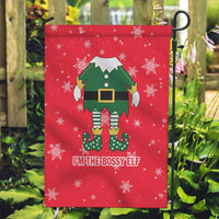 Bossy Elf Christmas Garden Flag with Snowflakes and Striped Sleeves - Wonder Print Shop