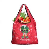 Bossy Elf Christmas Grocery Bag with Snowflakes and Striped Sleeves - Wonder Print Shop