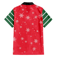 Bossy Elf Christmas Hawaiian Shirt with Snowflakes and Striped Sleeves - Wonder Print Shop