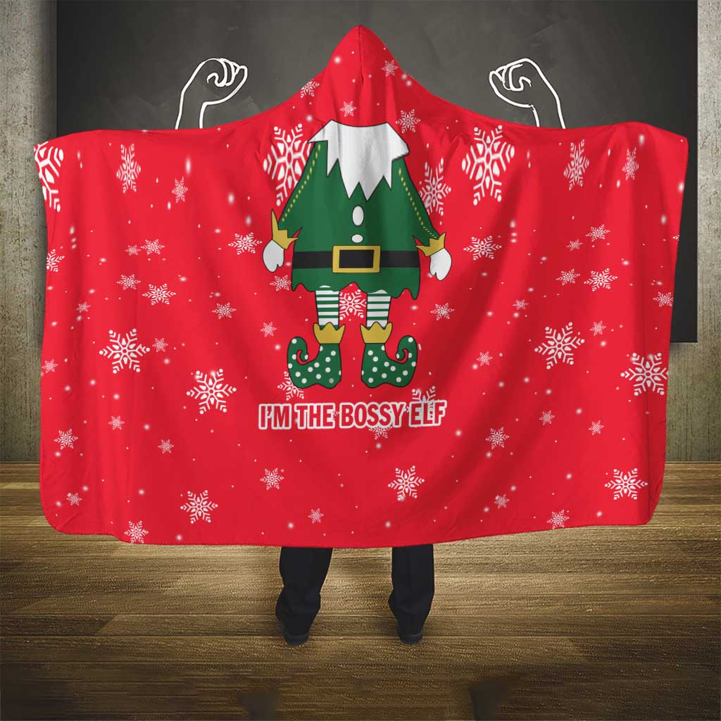 Bossy Elf Christmas Hooded Blanket with Snowflakes and Striped Sleeves - Wonder Print Shop