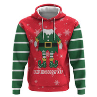 Bossy Elf Christmas Hoodie with Snowflakes and Striped Sleeves - Wonder Print Shop