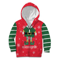 Bossy Elf Christmas Kid Hoodie with Snowflakes and Striped Sleeves - Wonder Print Shop