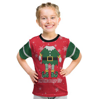 Bossy Elf Christmas Kid T Shirt with Snowflakes and Striped Sleeves - Wonder Print Shop