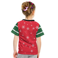 Bossy Elf Christmas Kid T Shirt with Snowflakes and Striped Sleeves - Wonder Print Shop