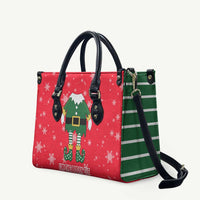 Bossy Elf Christmas Leather Bag with Snowflakes and Striped Sleeves - Wonder Print Shop