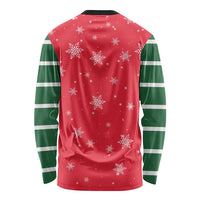 Bossy Elf Christmas Long Sleeve Shirt with Snowflakes and Striped Sleeves - Wonder Print Shop