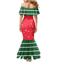 Bossy Elf Christmas Mermaid Dress with Snowflakes and Striped Sleeves - Wonder Print Shop