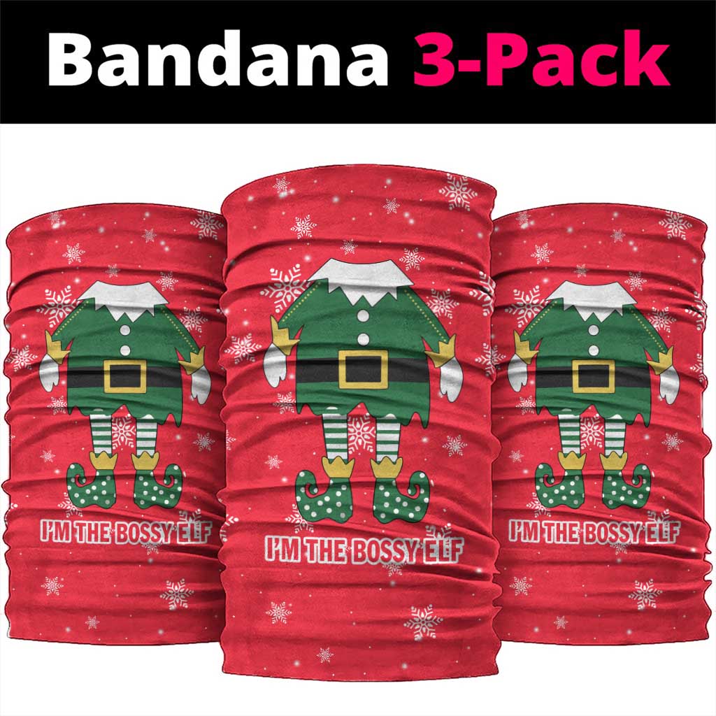 Bossy Elf Christmas Neck Gaiter with Snowflakes and Striped Sleeves - Wonder Print Shop