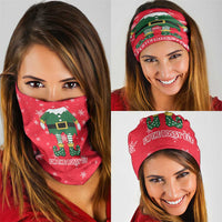 Bossy Elf Christmas Neck Gaiter with Snowflakes and Striped Sleeves - Wonder Print Shop