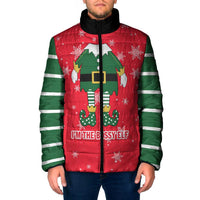 Bossy Elf Christmas Padded Jacket with Snowflakes and Striped Sleeves - Wonder Print Shop