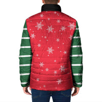 Bossy Elf Christmas Padded Jacket with Snowflakes and Striped Sleeves - Wonder Print Shop
