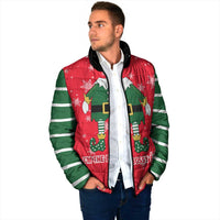 Bossy Elf Christmas Padded Jacket with Snowflakes and Striped Sleeves - Wonder Print Shop