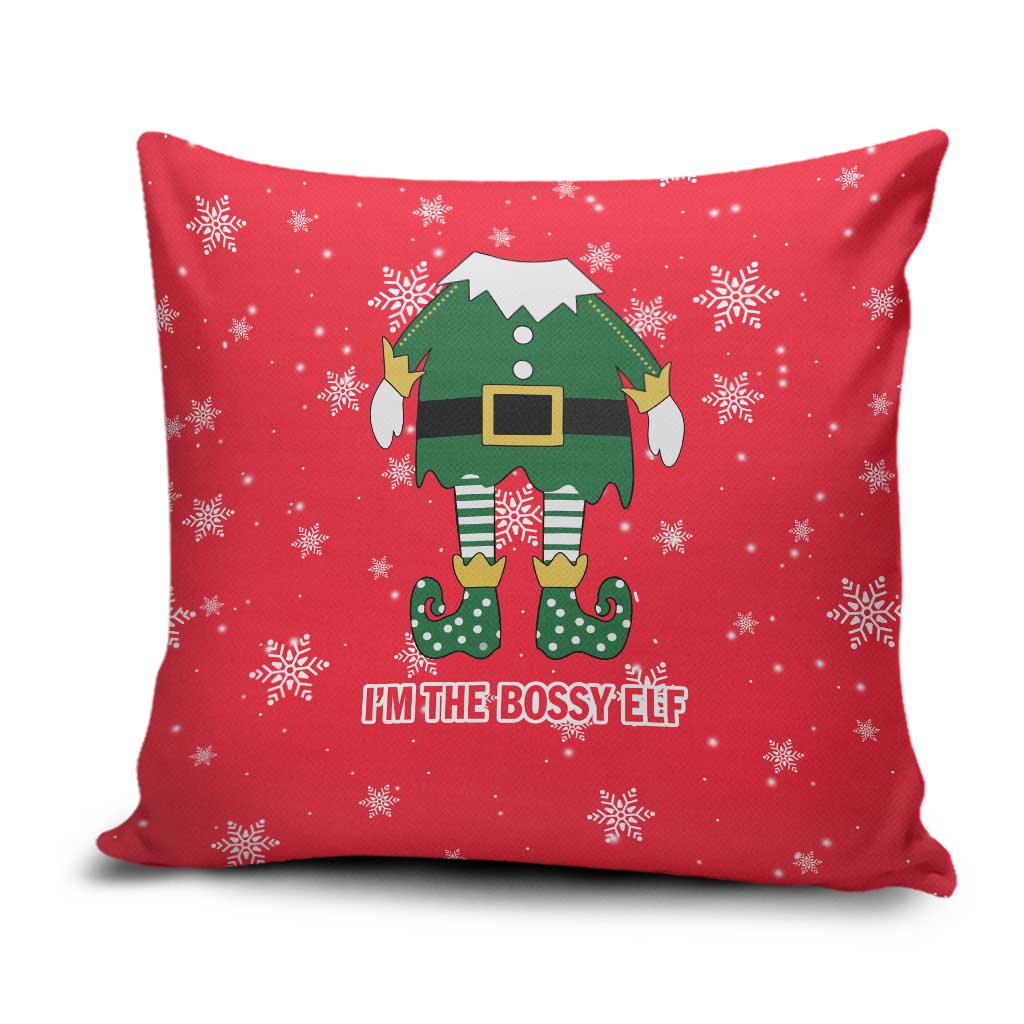 Bossy Elf Christmas Pillow Cover with Snowflakes and Striped Sleeves - Wonder Print Shop