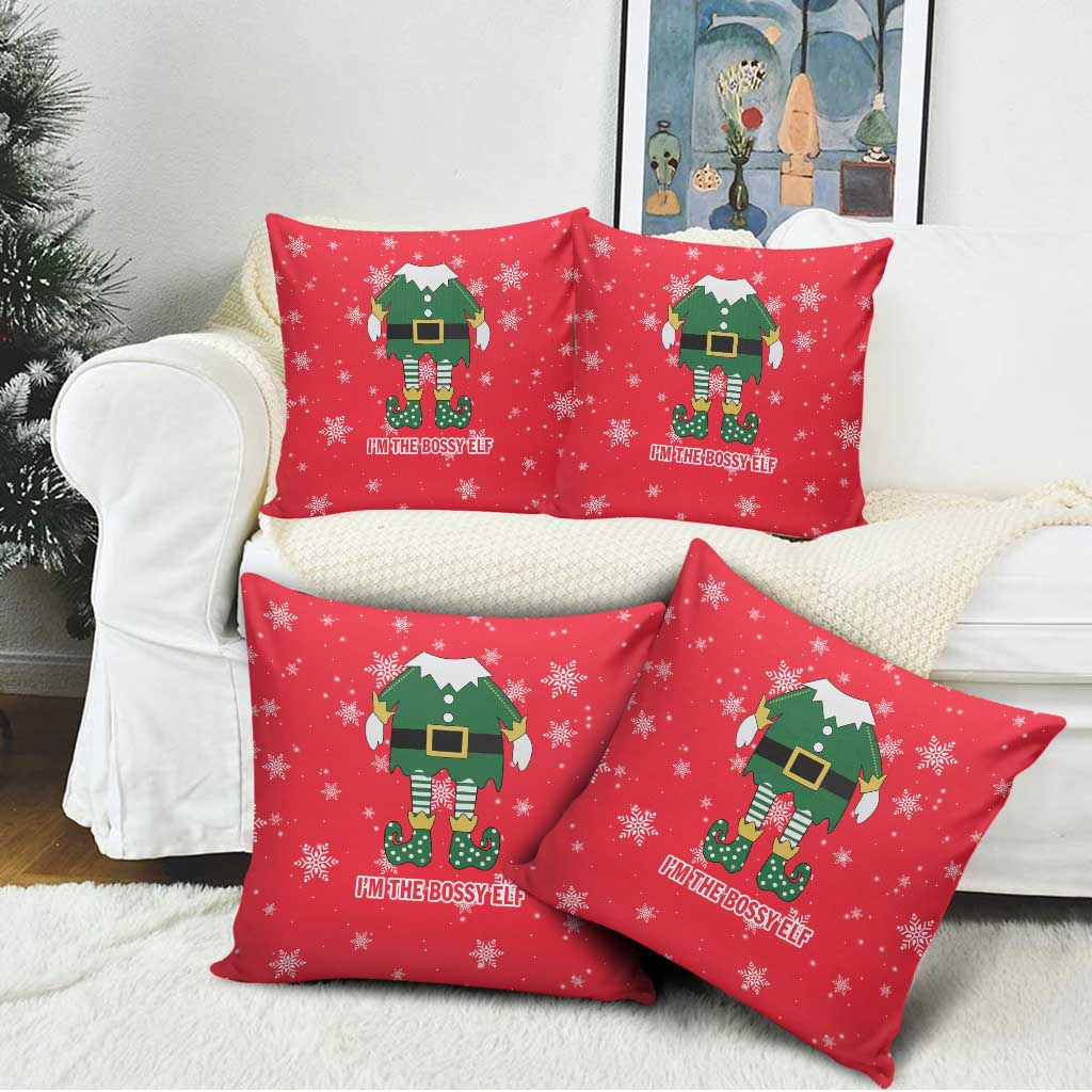 Bossy Elf Christmas Pillow Cover with Snowflakes and Striped Sleeves - Wonder Print Shop