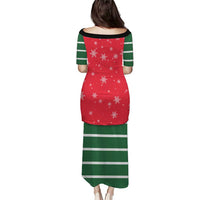 Bossy Elf Christmas Puletasi with Snowflakes and Striped Sleeves - Wonder Print Shop