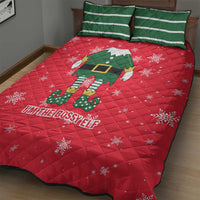 Bossy Elf Christmas Quilt Bed Set with Snowflakes and Striped Sleeves - Wonder Print Shop