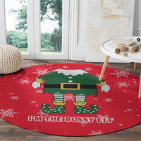 Bossy Elf Christmas Round Carpet with Snowflakes and Striped Sleeves - Wonder Print Shop