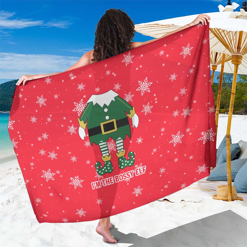Bossy Elf Christmas Sarong with Snowflakes and Striped Sleeves - Wonder Print Shop