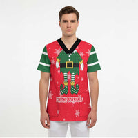 Bossy Elf Christmas Scrub Top with Snowflakes and Striped Sleeves - Wonder Print Shop