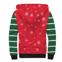 Bossy Elf Christmas Sherpa Hoodie with Snowflakes and Striped Sleeves - Wonder Print Shop