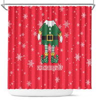 Bossy Elf Christmas Shower Curtain with Snowflakes and Striped Sleeves - Wonder Print Shop