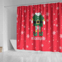 Bossy Elf Christmas Shower Curtain with Snowflakes and Striped Sleeves - Wonder Print Shop