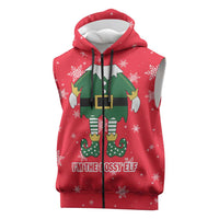Bossy Elf Christmas Sleeveless Zip Hoodie with Snowflakes and Striped Sleeves - Wonder Print Shop