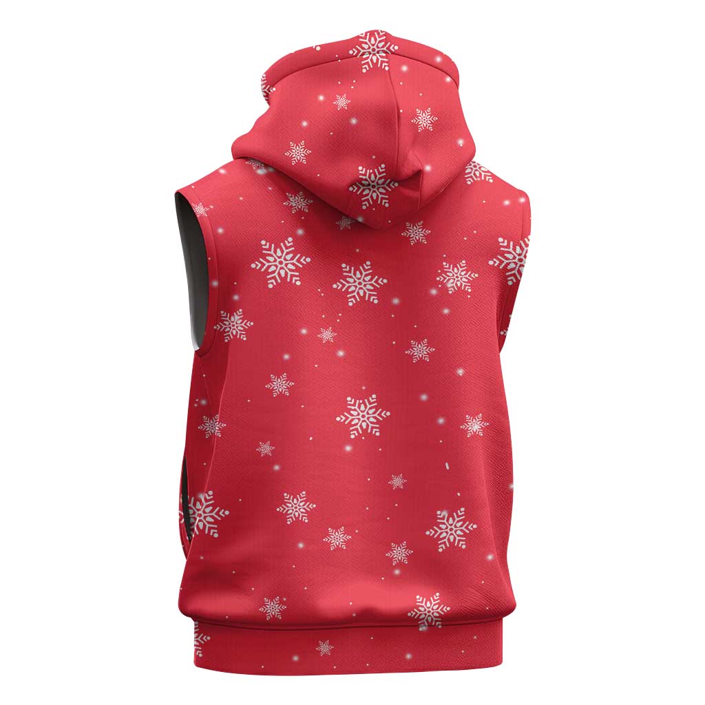 Bossy Elf Christmas Sleeveless Zip Hoodie with Snowflakes and Striped Sleeves - Wonder Print Shop