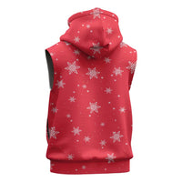 Bossy Elf Christmas Sleeveless Zip Hoodie with Snowflakes and Striped Sleeves - Wonder Print Shop