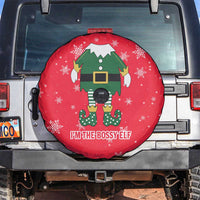 Bossy Elf Christmas Spare Tire Cover with Snowflakes and Striped Sleeves - Wonder Print Shop