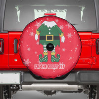Bossy Elf Christmas Spare Tire Cover with Snowflakes and Striped Sleeves - Wonder Print Shop