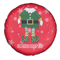 Bossy Elf Christmas Spare Tire Cover with Snowflakes and Striped Sleeves - Wonder Print Shop
