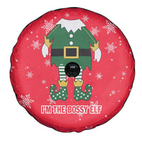 Bossy Elf Christmas Spare Tire Cover with Snowflakes and Striped Sleeves - Wonder Print Shop