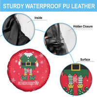 Bossy Elf Christmas Spare Tire Cover with Snowflakes and Striped Sleeves - Wonder Print Shop