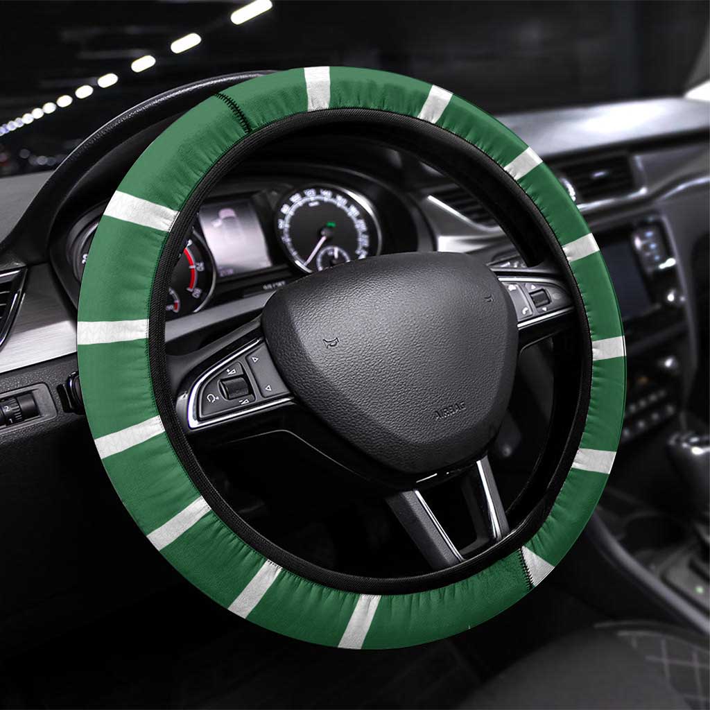 Bossy Elf Christmas Steering Wheel Cover with Snowflakes and Striped Sleeves - Wonder Print Shop