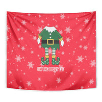 Bossy Elf Christmas Tapestry with Snowflakes and Striped Sleeves - Wonder Print Shop
