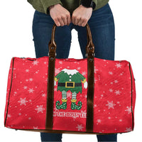 Bossy Elf Christmas Travel Bag with Snowflakes and Striped Sleeves - Wonder Print Shop