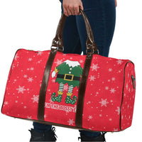 Bossy Elf Christmas Travel Bag with Snowflakes and Striped Sleeves - Wonder Print Shop