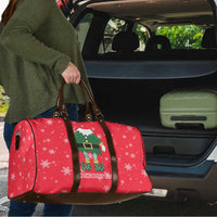 Bossy Elf Christmas Travel Bag with Snowflakes and Striped Sleeves - Wonder Print Shop