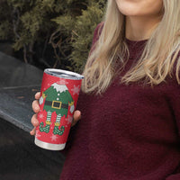 Bossy Elf Christmas Tumbler Cup with Snowflakes and Striped Sleeves - Wonder Print Shop